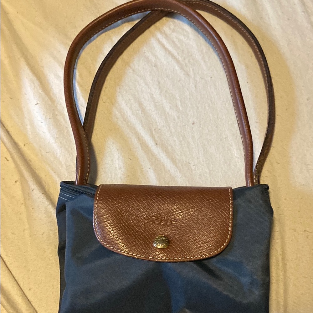 Longchamp Blue and Brown Shoulder Bag